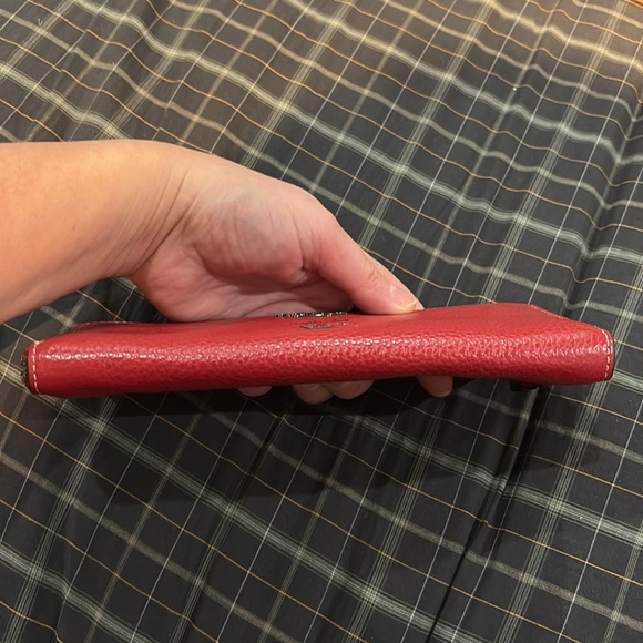 Coach Minnie Mouse Slim Zip Wallet red new NWOT Disney never used no box pebble - Picture 10 of 13